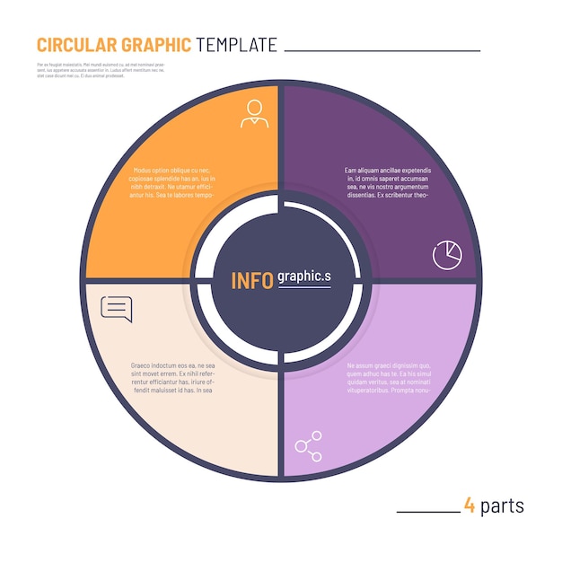 Modello di grafico a cerchio infografica vettoriale quattro parti