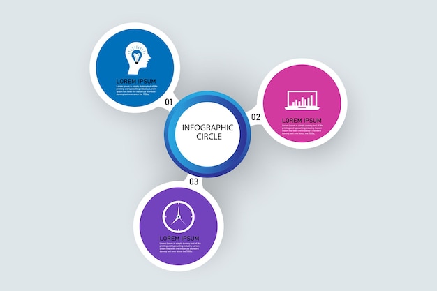 Vector infographic circle Cycle diagram with 3 options