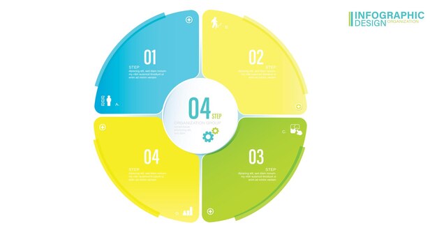 4 옵션 프레 젠 테이 션 재고 일러스트와 벡터 Infographic 원 주기 다이어그램 번호 4