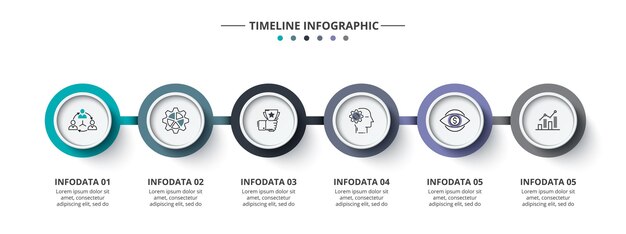 Vector vector infographic circle design template with 6 options or steps