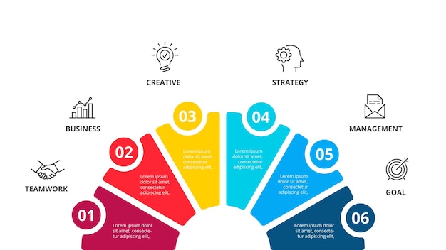 Vector infographic circles with icons and 6 options or steps