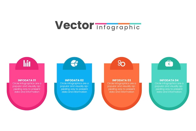Vector infographic circular design label met pictogrammen TemplateInforgraphic Template
