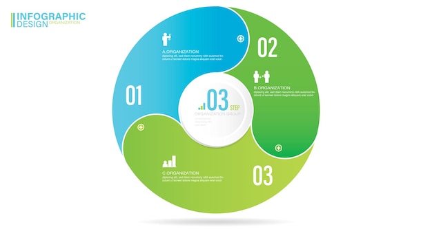 Vector infographic cirkel Cyclusdiagram met 3 opties Presentatie stock illustratie Nummer 3