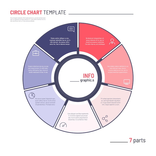 Vector infographic cirkeldiagramsjabloon Zeven delen