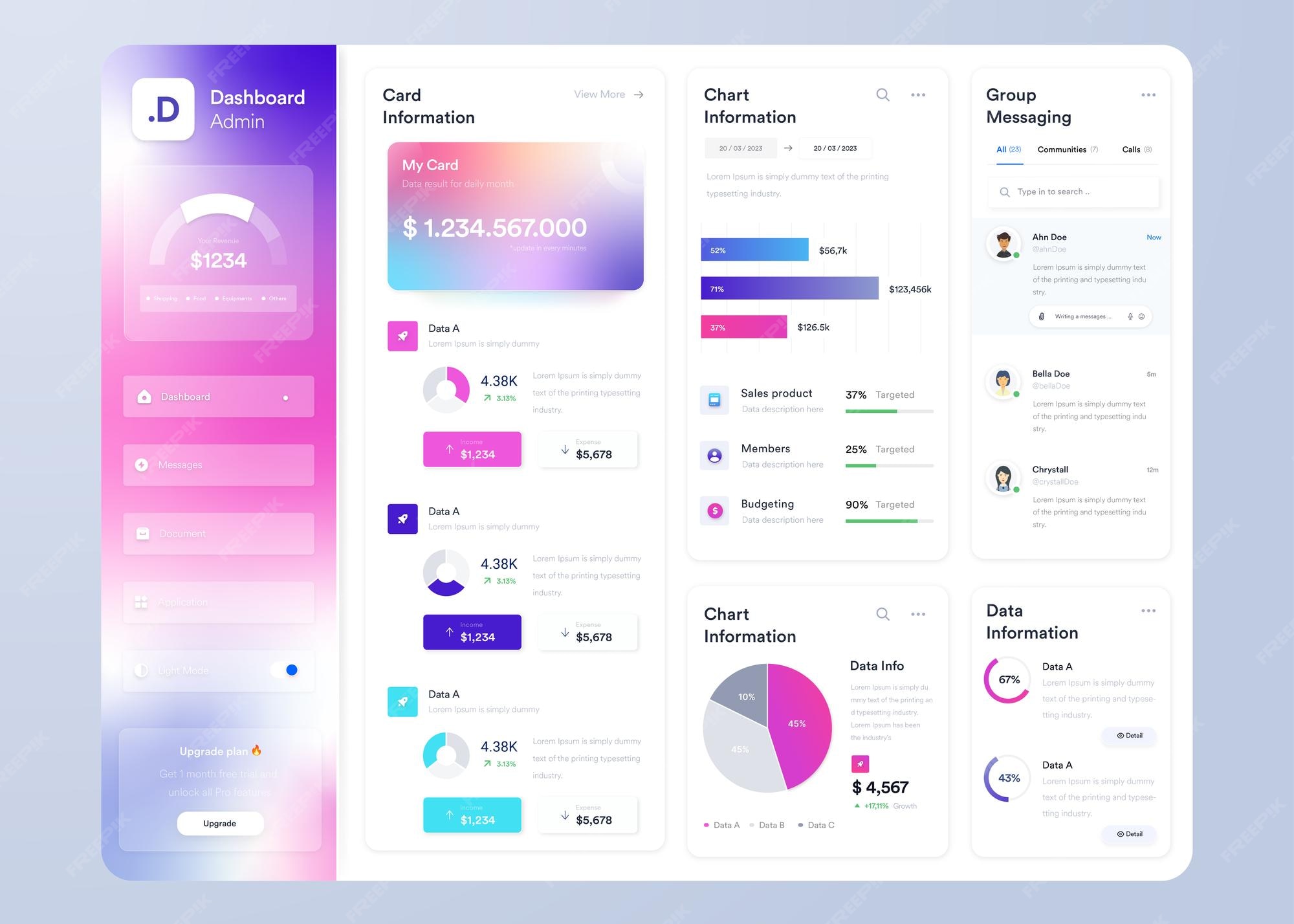 Premium Vector | Vector infographic dashboard ui ux design with graphs ...