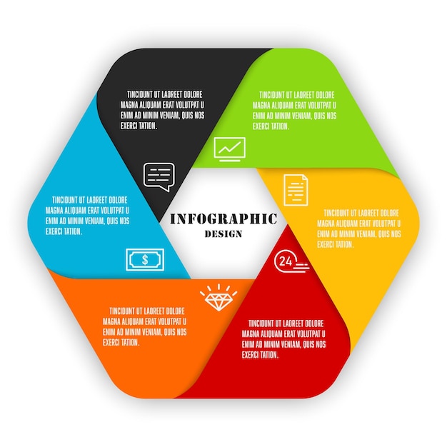 프레 젠 테이 션에 대 한 벡터 Infographic 디자인 비즈니스 아이콘 6 단계 템플릿
