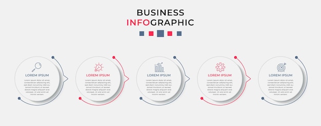 Vector Infographic design business template met iconen en 5 vijf opties of stappen