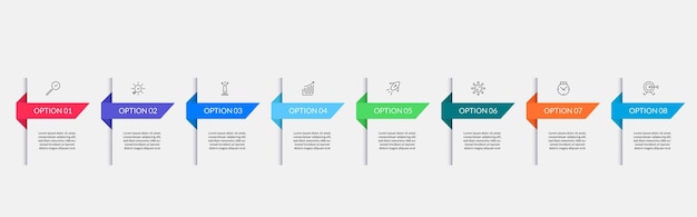 Vector infographic design business template met pictogrammen en 8 opties of stappen