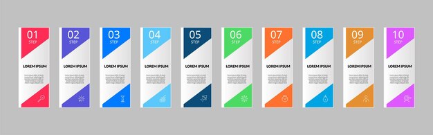 Vector vector infographic design business template with icons and 10 options or steps