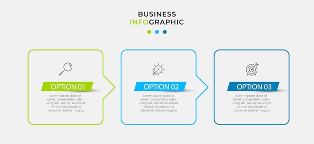 Vector Infographic design business template with icons and 3 options or steps