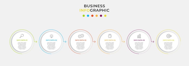 Modello di business di progettazione infografica vettoriale con icone e 6 opzioni o passaggi