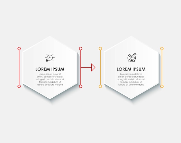 Vector infographic design illustration business template with icons and 2 options or steps