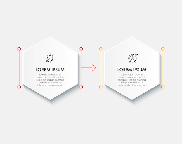 Modello di affari dell'illustrazione di progettazione infografica vettoriale con icone e 2 opzioni o passaggi