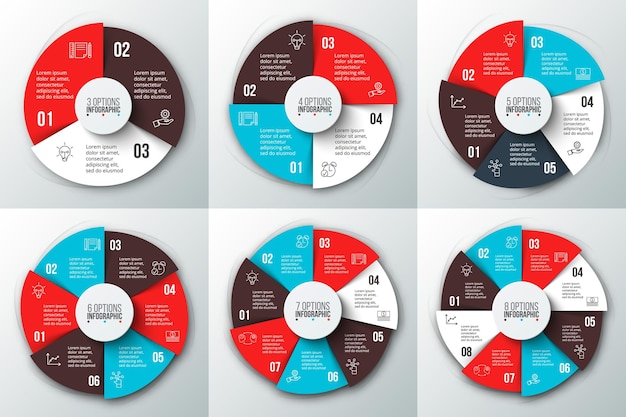 Vector infographic design template Business concept with 3 4 5 6 7 and 8 options parts steps or processes Can be used for workflow layout diagram number options web design Data visualization