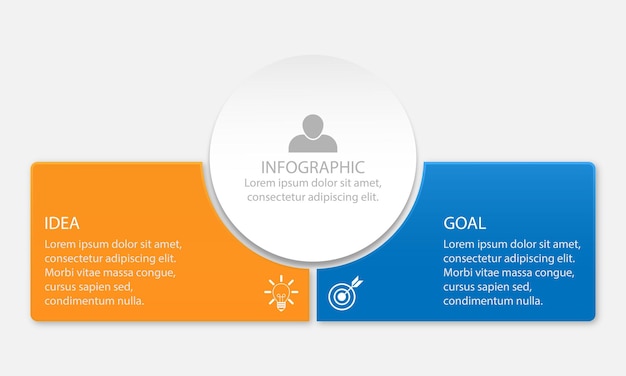 Modello di progettazione infografica vettoriale con 2 opzioni o passaggi