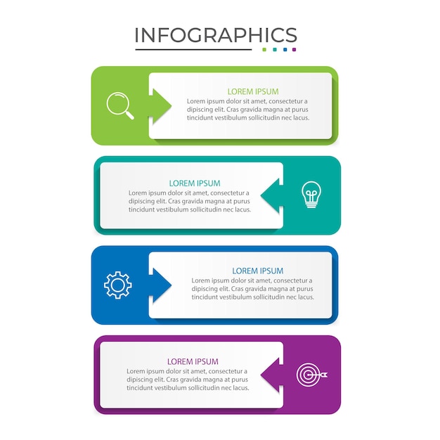 Вектор Шаблон дизайна векторной инфографики с 4 вариантами или шагами
