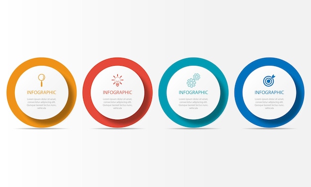 Modello di progettazione infografica vettoriale con 4 opzioni o passaggi