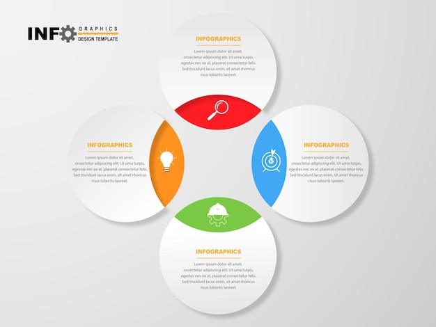 Modello di progettazione infografica vettoriale con 4 opzioni o passaggi