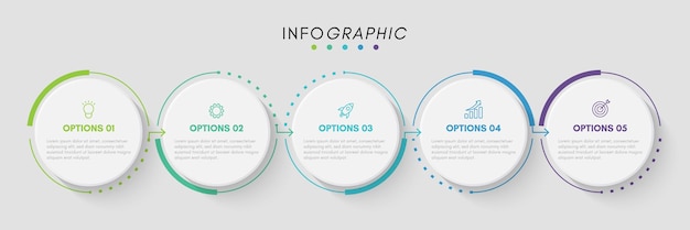 Vector infographic design template with 5 icons and options or steps