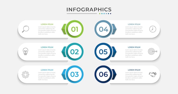 Vector infographic design template with 6 options or steps