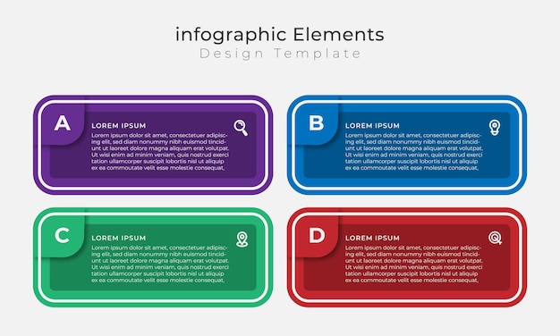 Modello di progettazione infografica vettoriale con icone e 4 opzioni