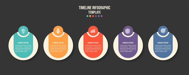 ベクトル アイコンと 5 つのオプションまたは手順を含むベクター インフォ グラフィック デザイン テンプレート