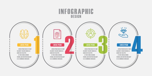 프레 젠 테이 션에 대 한 아이콘 4 단계 비즈니스 개념 벡터 infographic 디자인