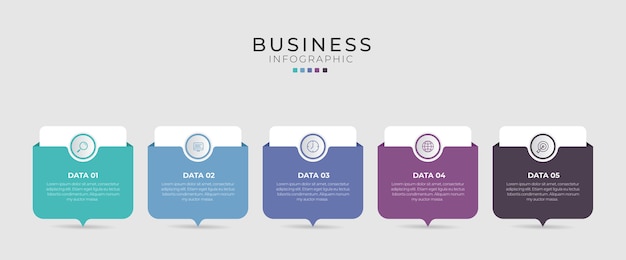 Vector infographic dunne lijn ontwerp met pictogrammen en 5 opties of stappen.