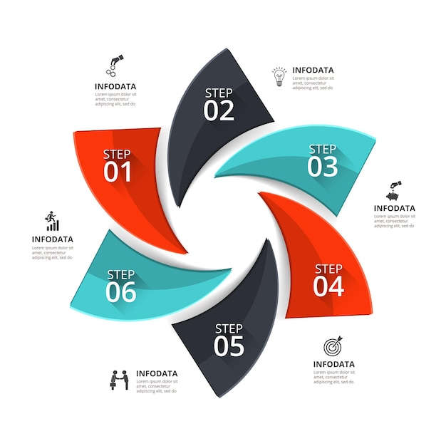 Vector infographic element Cycle diagram with 6 options parts steps or processes