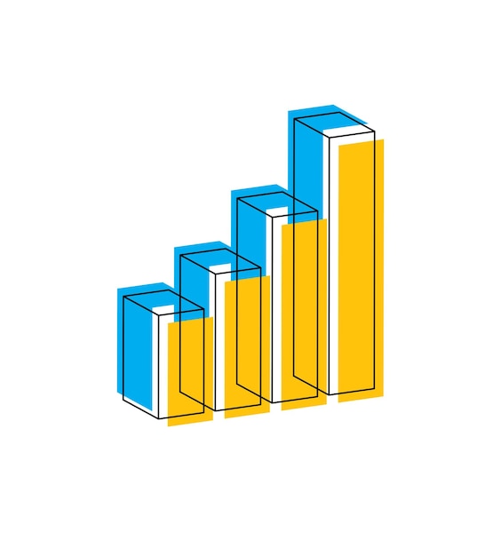 Vector infographic element with earnings growing graph, 3d illustration isolated on white background.