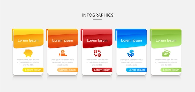 Vettore modello di diagramma di flusso infografico vettoriale con icone e 5 opzioni o passaggi