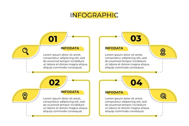 Vector infographic gele sjabloon voor diagram grafiek presentatie en grafiek Business met 4 opties