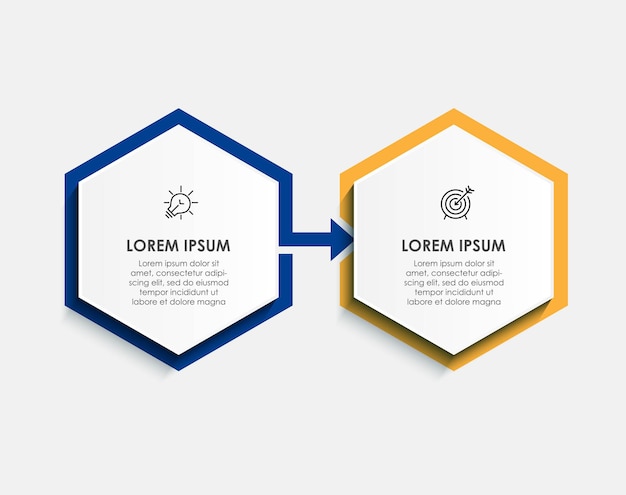 Vector infographic illustratie zakelijke ontwerpsjabloon met pictogrammen en 2 opties of stappen. kan worden gebruikt voor procesdiagram, presentaties, workflowlay-out, banner, stroomschema, infografiek