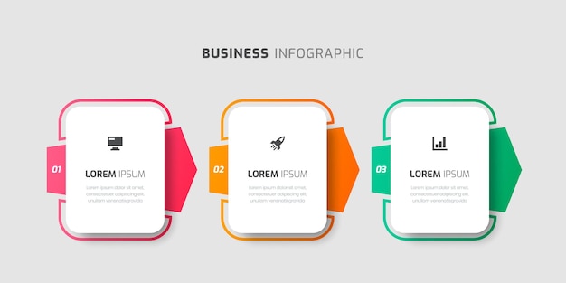 Vector Infographic Label Design Template with Arrow Icons and 3 Numbers for Presentation