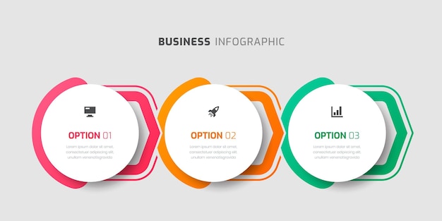 Vector Infographic Label Design Template with Circle Icons and 3 Options for Presentation