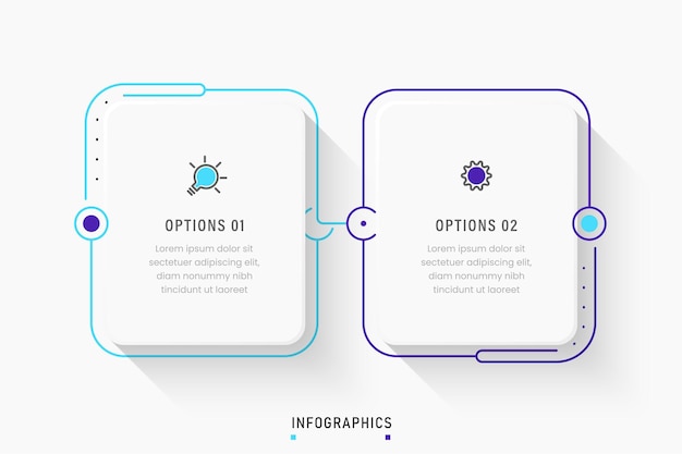 Vector Infographic label design template with icons and 2 options or steps. Can be used for process