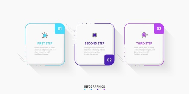 ベクター インフォ グラフィック ラベル デザイン テンプレート アイコンと 3 つのオプションまたは手順。プロセスに使用できます