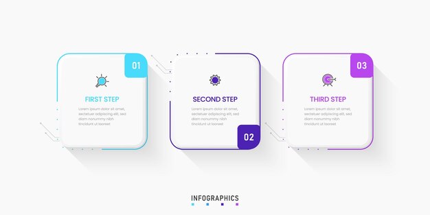 Vector Infographic label design template with icons and 3 options or steps. Can be used for process