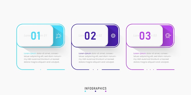 Modello di progettazione etichetta infografica vettoriale con icone e 3 opzioni o passaggi. può essere utilizzato per il processo