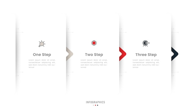 Шаблон дизайна векторной инфографической этикетки с иконками и 3 вариантами или шагами Может использоваться для процесса