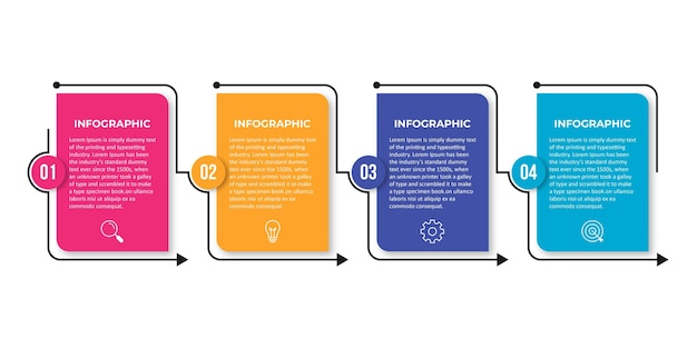 Vector Infographic label design template with icons and 4 options or steps Can be used for process diagrams presentations workflow layouts banners flow charts info graphs