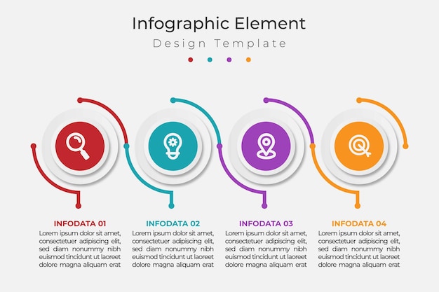 Modello di progettazione etichetta infografica vettoriale con icone e 4 opzioni o passaggi