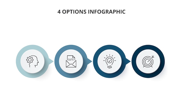 Modello di progettazione etichetta infografica vettoriale con icone e 4 opzioni o passaggi.