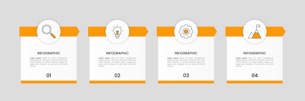 Шаблон дизайна векторной инфографической этикетки с иконами и 4 вариантами или шагами