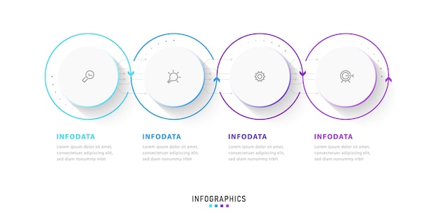 Modello di progettazione etichetta infografica vettoriale con icone e 4 opzioni o passaggi