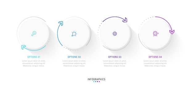 Modello di progettazione etichetta infografica vettoriale con icone e 4 opzioni o passaggi