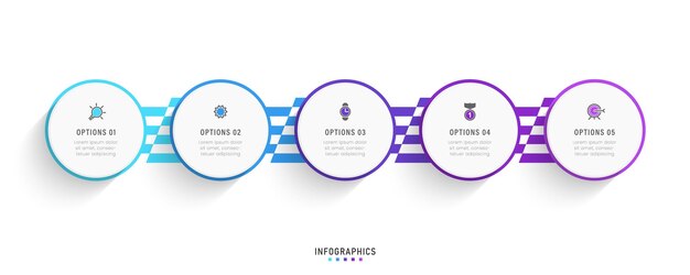 Vector infographic label design template with icons and 5 options or steps can be used for process