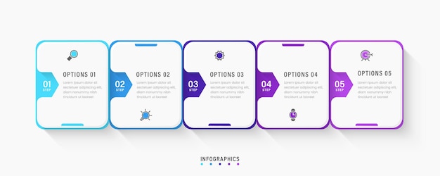 Vector Infographic label design template with icons and 5 options or steps. Can be used for process