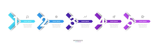 Modello di progettazione etichetta infografica vettoriale con icone e 5 opzioni o passaggi può essere utilizzato per il processo