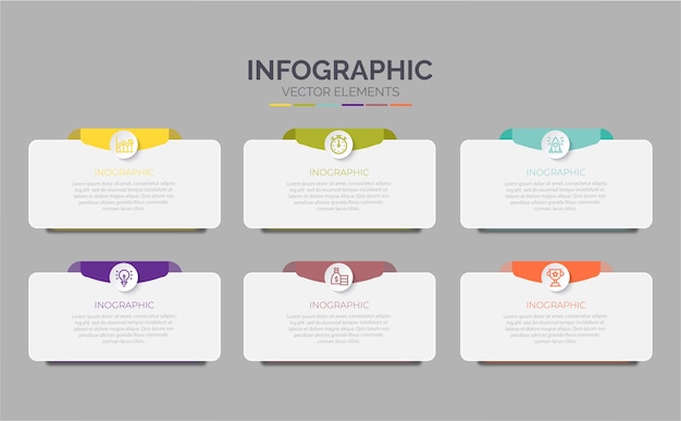 Vector infographic label design template with icons and 6 options can be used for process